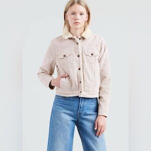 Levi’s 36136 Pink Button Down Sherpa Corduroy Trucker Jacket Coat. XL